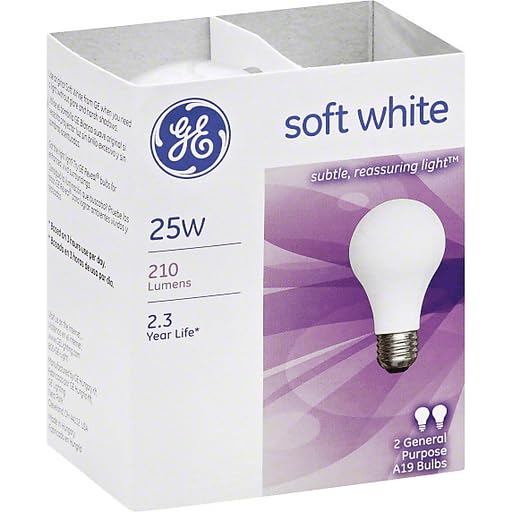 BULB SFTWHT 25A/W PK2 GE