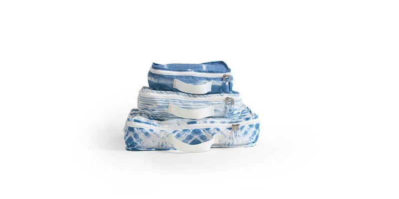 Pure Sage Packing Cubes - Sustainable Travel Essentials - Recycled Polyester Gear - Packing Cube Set - Indigo 3 Sizes