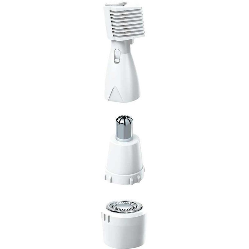 [Australia] - Perry Ellis USB Rechargeable Electric Shaver for Women, Bikini Trimmer, Eyebrow Trimmer, Nose Hair Trimmers, Face Shaver Hair Removal for Sensitive Skin, Electric Trimmers - 4 Heads, White/Gold 