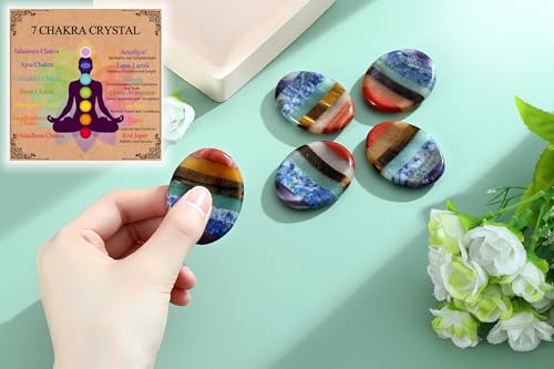 7 Chakra Worry Stone Healing Crystal–Anxiety Relief Items Gifts 7chakra Oval Shaped