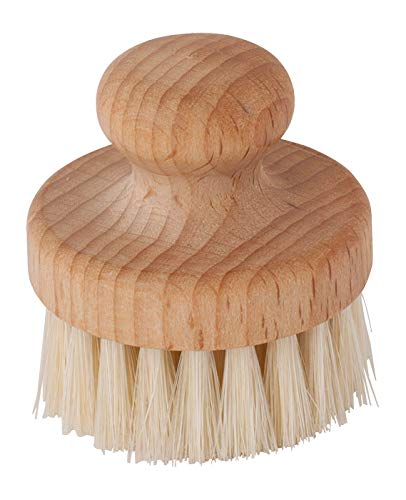 Redecker Natural Pig Bristle Round Face Brush with Oiled Beechwood Handle, 2-Inches