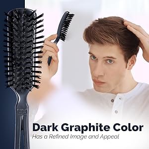 Stanley Commander for Her Hairbrush – Detangling Brush for Wet or Dry Hair – Nylon Bristles Reduce Frizz – Scalp Massager Hair Brush for Thick, Thin, Curly, Straight Hair (Black) Black