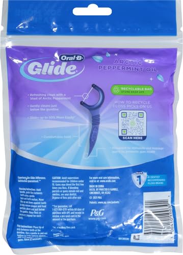 Oral-B Glide Arctic Peppermint Oil Dental Floss Picks, Mint, 75 count 75 Count (Pack of 1)