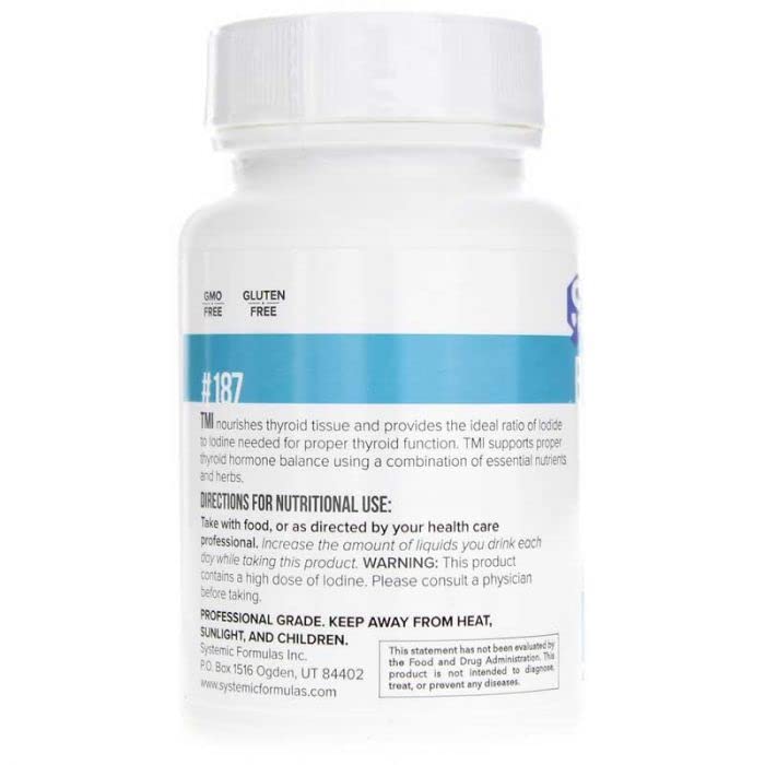 [Australia] - Systemic Formulas Bio Nutriment TMI Thyroid Metabolism + Iodine 60 Capsule #187. Iodine Supplement Thyroid Support for Women and Men Iodine Pills Kelp 