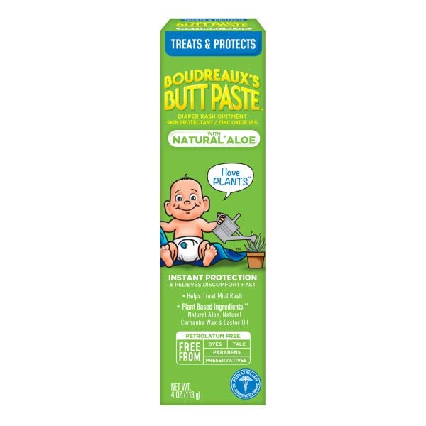 [Australia] - Boudreaux's Butt Paste with Natural* Aloe Diaper Rash Cream, Ointment for Baby, 4 oz Tube, 2 Pack 4 oz - Pack of 2 