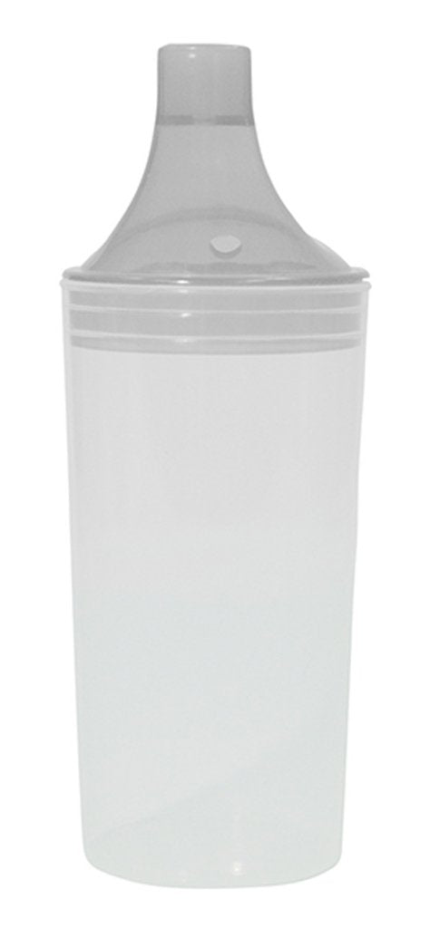 Drinking/Feeding Cup with 2 Spouts and Straw Holes Small/Narrow Spout allows for drinking Liquids, Larger/Wider Spout for more Solid or Blended Food Easy to hold and use Reduces risk of Spillage
