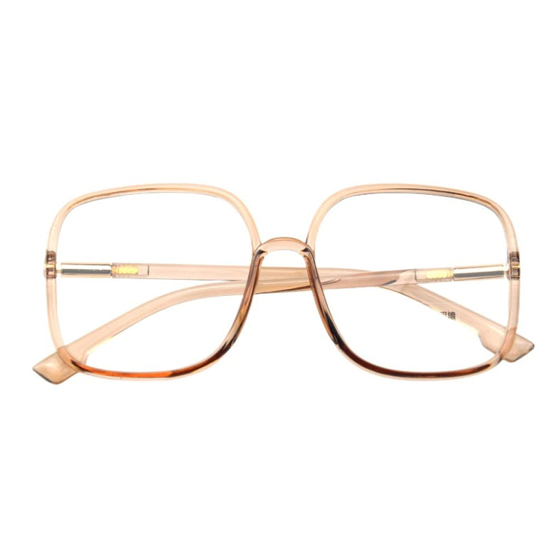 [Australia] - Shiratori Woman's New Retro Blue Light Blocking Glasses Big frame Nerd Eyeglasses Frame Anti Blue Ray Computer Game Glasses Brown 
