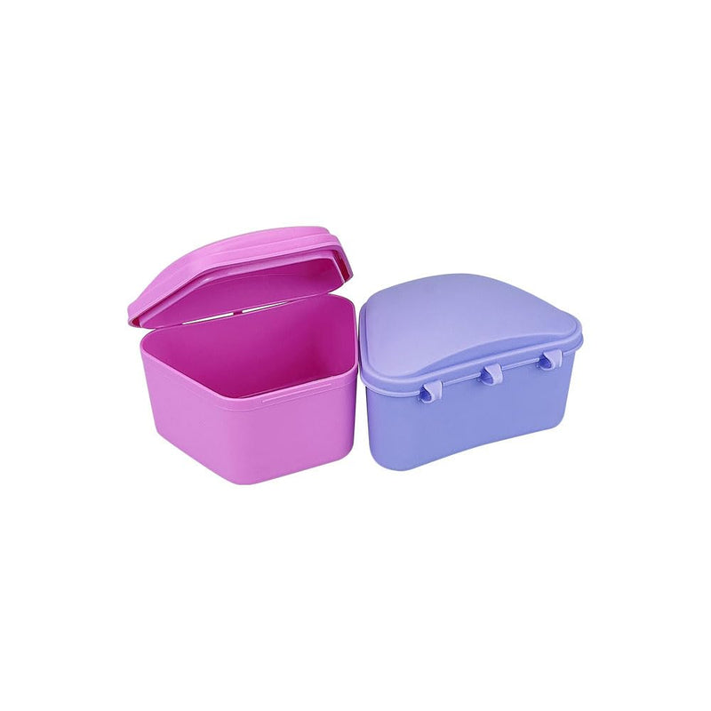 [Australia] - 2PCS Trapezoid Retainer Case, Convenient Mouth Guard Cases, Multicolored Denture Bath Box for Aligner, Retainers, Mouth Guard, Night Guard, Travel Cleaning 2pcs White 
