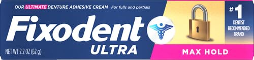 Fixodent Ultra Max Hold Denture Adhesive, 2.2 oz, (Packaging May Vary) (Pack of 2)