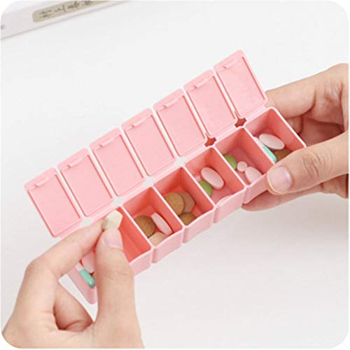 4Pack Weekly Pill Organizer,Small 7 Days Pill Cases Travel Daily Pill Box for Fish Oil, Calcium Tablets Supplements and Other Vitamin Pill Pink + Beige + Grey + White