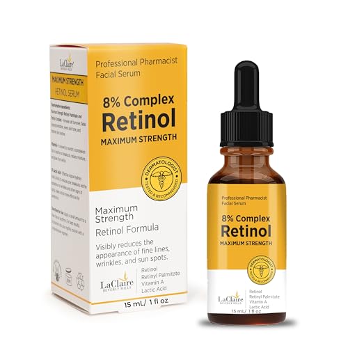 Skincare Duo: 8% Complex Retinol Face Serum 15ml + Vitamin C+ Serum 30ml - Anti-Aging, Brightening, Firming, Smoothing