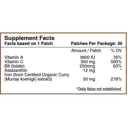 Patch Aid Iron Plus - 30 Daily Topical Patches. 100% Natural & Vegan. Allergy & Filler Free. High Absorption and More bioavailable. Suitable for Sensitive stomachs & bariatric.
