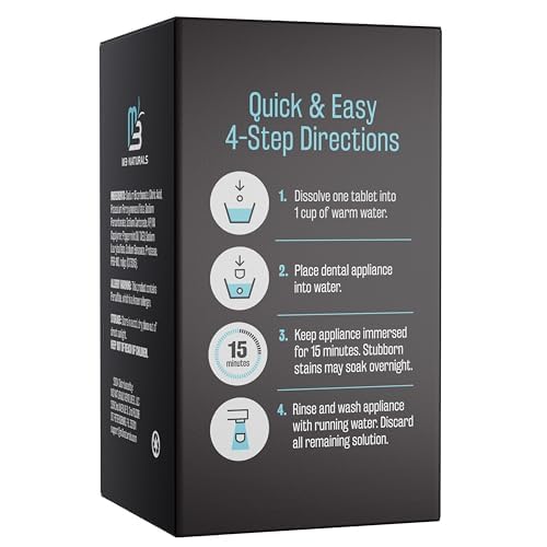 Overnight + Whitening Retainer Cleaner Tablets, Mint, 4 Month Supply by M3 | Compatible with Retainer Cleaner Machine & Ultrasonic Retainer Cleaner, Helps Remove Tough Stains, Buildup, Odors & Plaque Overnight Whitening (120 Count)