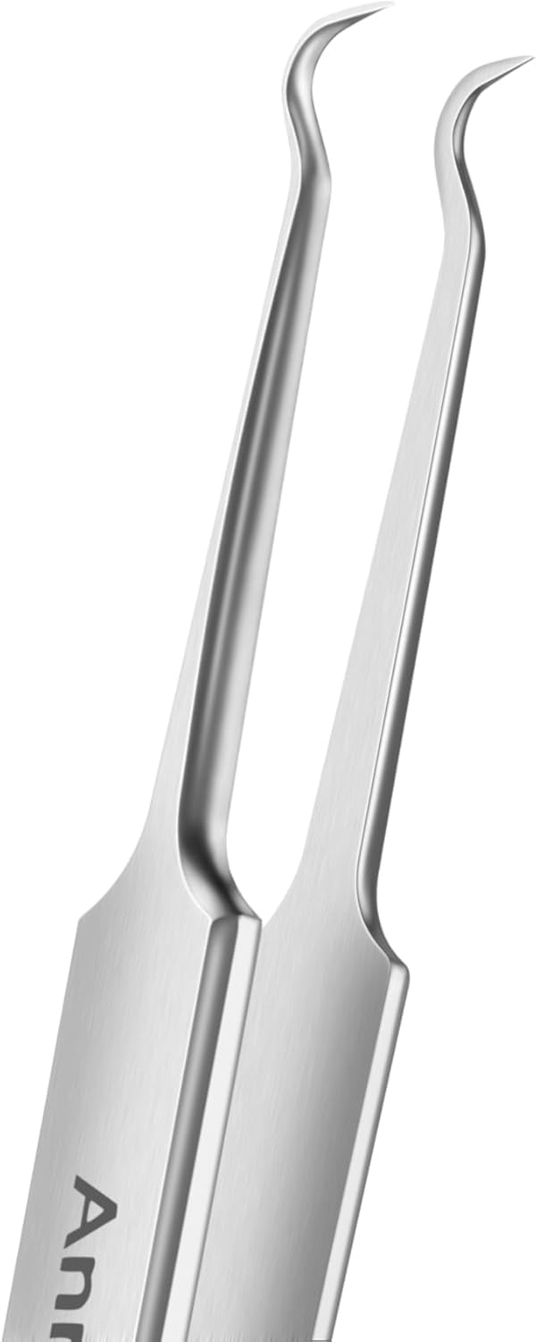 Stainless Steel Tweezers Curved Extraction Tweezers Made of Silver Stainless Steel for Removing Acne, Skin impurities, blackheads (Comedones), Whiteheads and pimples