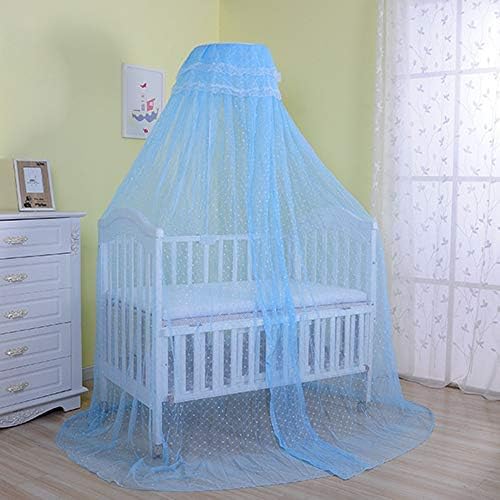 [Australia] - Baby Infant Toddler Bed Dome Cots Mosquito Netting Hanging Bed Net Mosquito Bar Frame Palace-Style Crib Bedding Set (Blue Mosquito Netting Only, Without Stand) Blue 
