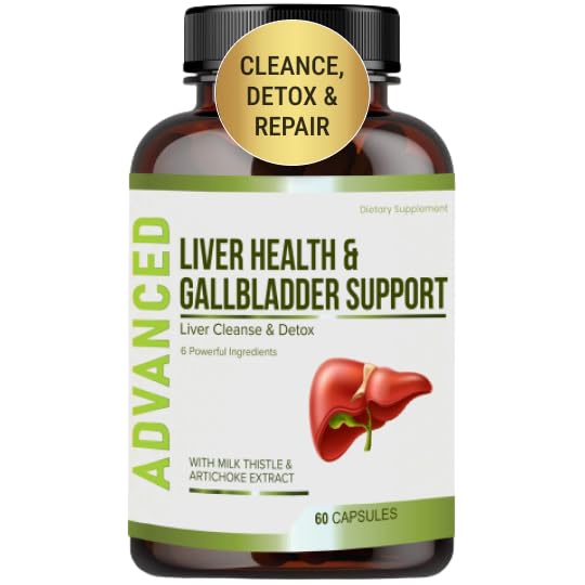 Liver Cleanse Detox & Repair and Gallbladder Supplements - Liver Health Formula to Support Liver Renew with Artichoke Extract, Milk Thistle, Dandelion Leaf. Liver Detox Supplements for Liver Support.