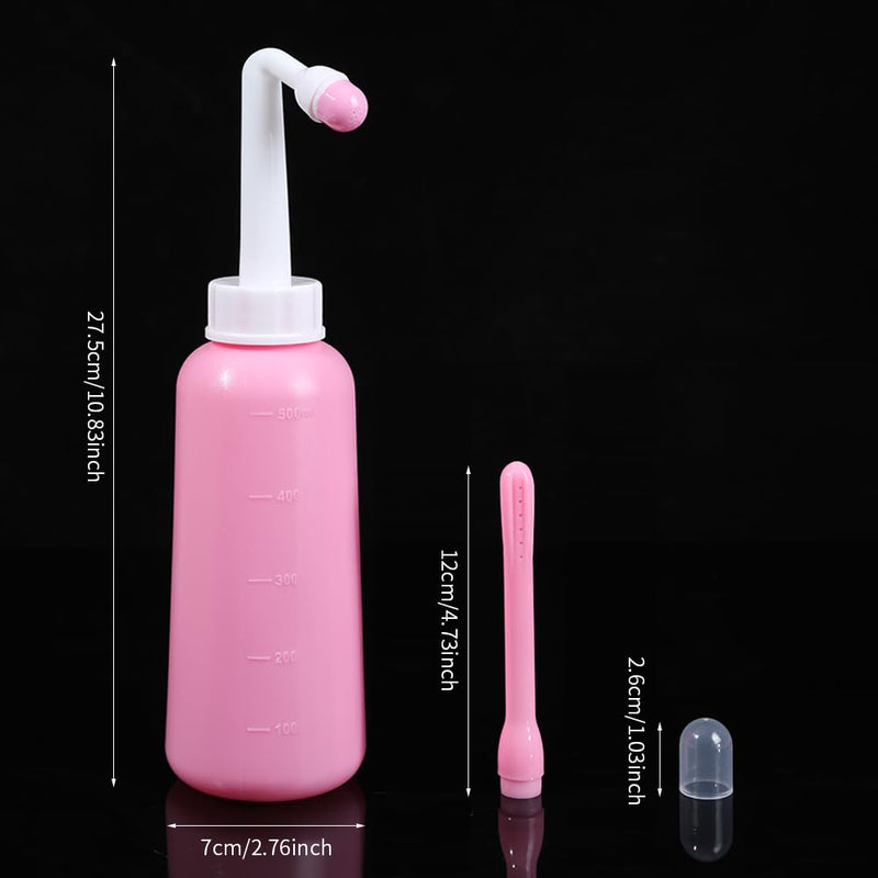[Australia] - Peri Bottle Vaginal Douche- Postpartum and Perineal CareÔºåMulti-Functional Douche Bottle for Women, 2IN1 Short Punch+Long Punch, 500ml, Pink 