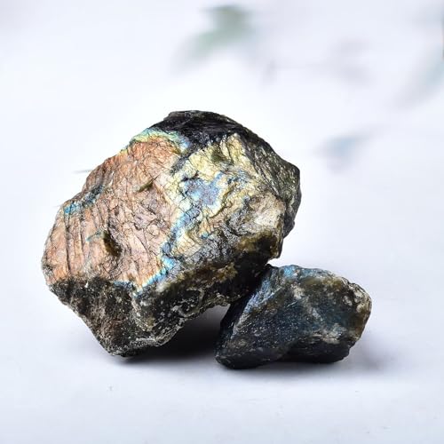 Raw Labradorite Stone Blue Rough Labradorite Rock Healing Crystal and Stone for Tumbling Meditation 0.6-0.8 Pound