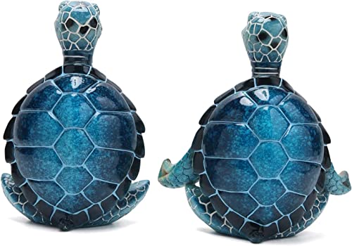 Meditating Sea Turtle Statues Yoga Zen 2Pcs Resin Beach Home Decor
