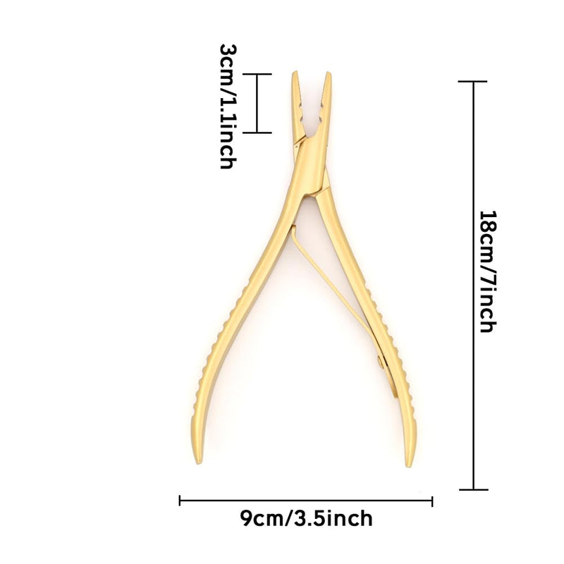 Hair Extension Tool Stainless Steel Hair Pliers with 2 Holes Microlinks Remover Beads Opener Tool Weft Extension Hair Styling Hair Beauty Salon Accessories Gold