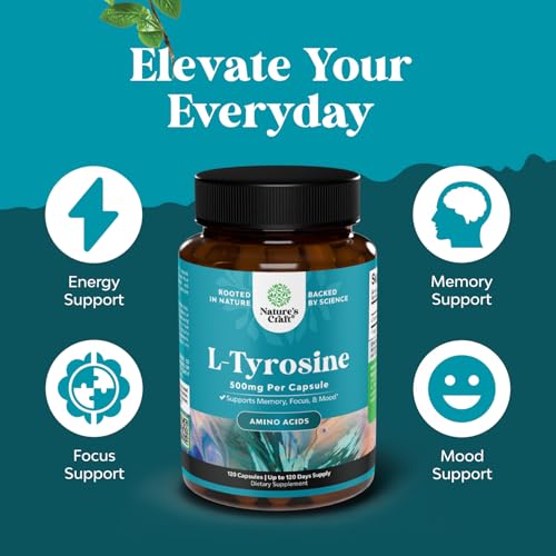 Bundle of Nootropic Memory Supplement and Potent L Tyrosine 500mg Capsules - Memory Pills for Brain Boost and Natural Energy Booster - Amino Acid Nutritional Supplement for Brain Health