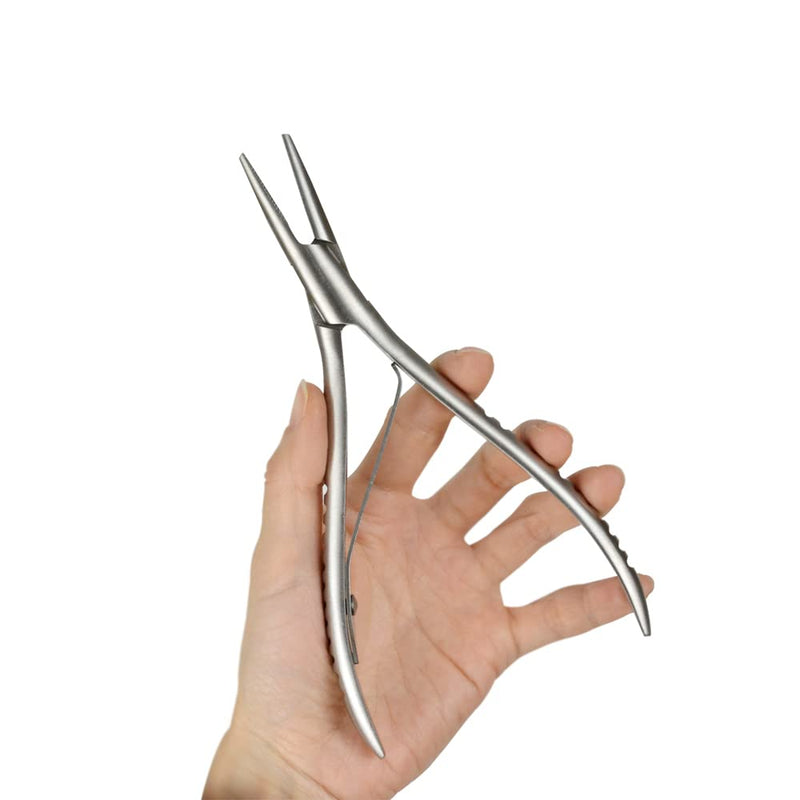 1 Pc Stainless Steel Hair Extensions Pliers Hair Extension Tool for Micro Links and Feather Extensions Silver Flat Teeth Pliers