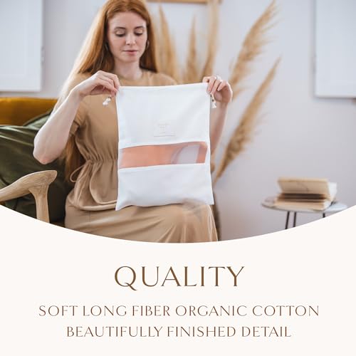 Luxury Organic Cotton Dust Bags For Handbags - 6 Pack Mixed Sizes - Handbag, Purse and Shoe Storage - Certified Carbon Neutral