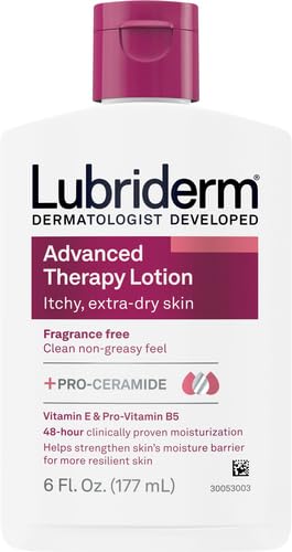 Lubriderm Advanced Therapy Fragrance-Free Moisturizing Hand & Body Lotion + Pro-Ceramide,Intense Hydration for Itchy,Extra Dry,& Sensitive Skin,Non-Greasy,Hypoallergenic,6 fl. oz,(Pack of 2) 6 Fl Oz (Pack of 2)