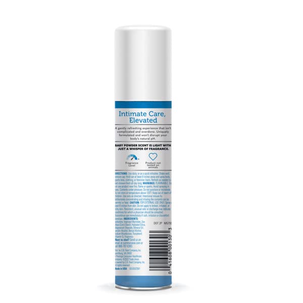 Summer’s Eve Baby Powder Feminine Freshening Spray, Daily Gentle Intimate Deodorant, Neutralizes Odor, pH Balanced, Talc Free, Sensitive Skin, 2 Ounce (Pack of 6)