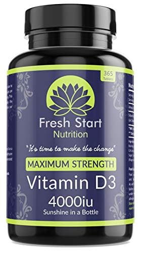 Vitamin D 4000 iu High Strength Premium Vitamin D3 Immune Support Tablets - 1 Year Supply Vegetarian Tiny Vitamin D3 4000iu Pills - VIT D Supplement Cholecalciferol - UK Made Fresh Start Nutrition