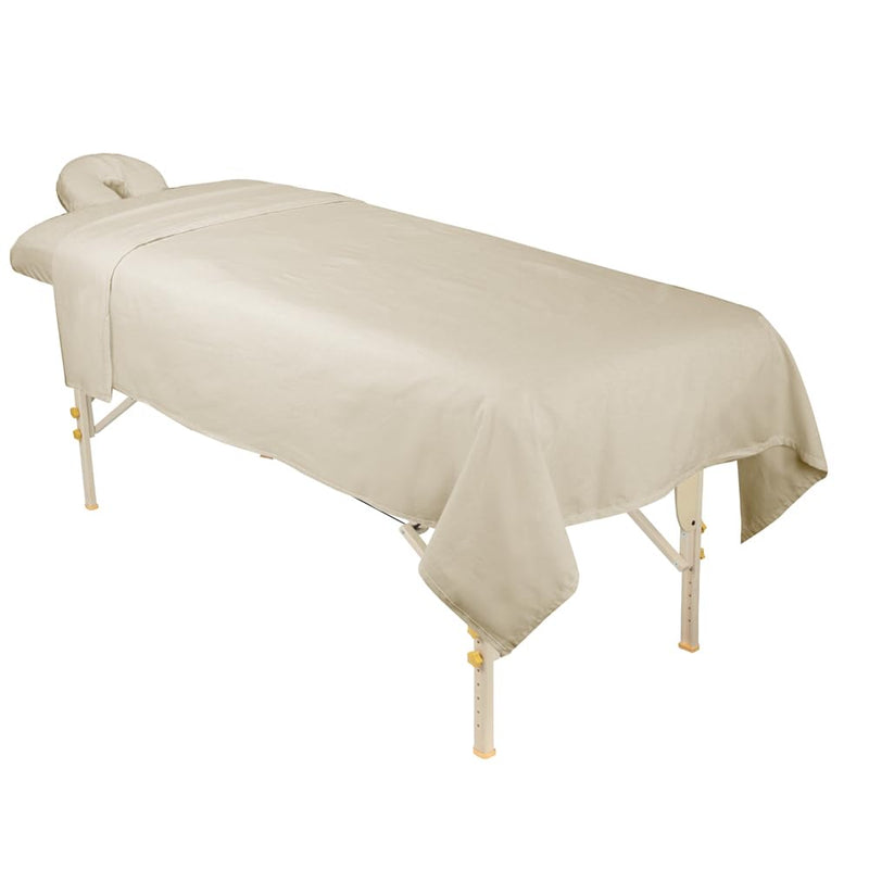 [Australia] - ForPro Premium Flannel 3-Piece Massage Sheet Set for Massage Tables, Includes Flat, Fitted Sheet, and Fitted Face Rest Cover, Natural 