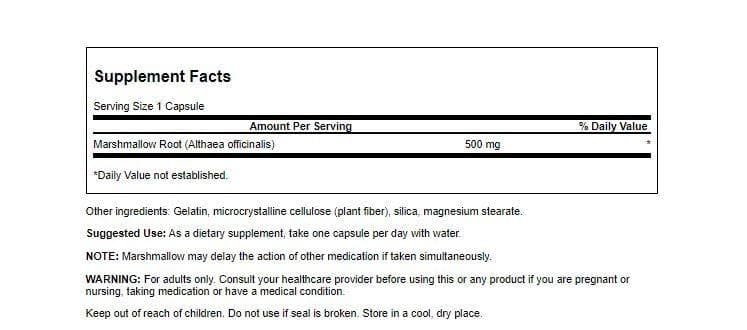 [Australia] - Swanson Marshmallow Root Healthy Supports Respiratory Function Digestive Support 500 Milligrams 90 Capsules (2 Pack) 