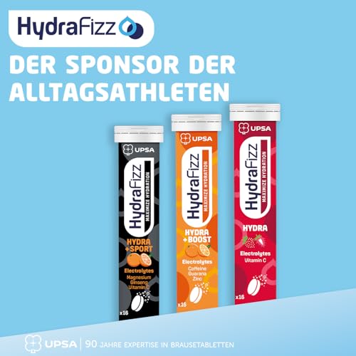 UPSA - Hydrafizz Boost, Hydra & Sport - Electrolyte Tablet - Daily Hydration Supplement - 48 Effervescent Rehydration Tablets (3x16) - Orange & Strawberry Flavour