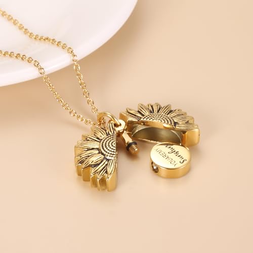 Sunflower Cremation Urn Jewelry For women Gold