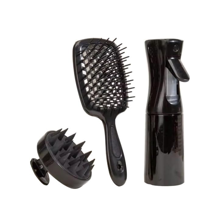Detangling Hair Brush#ANIVERSARY PROMOTION# Hair Brush, Scalp Massager, Spray Bottle, Set Treatment Accessories Small Black