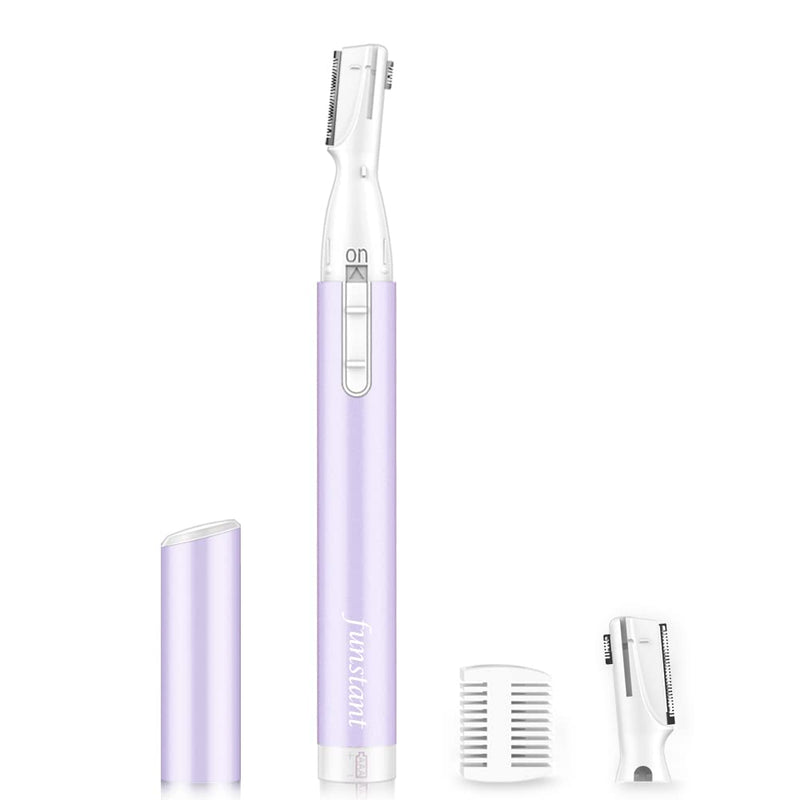 Upgraded Eyebrow Trimmer, Precision Electric Eyebrow Razor for Women Battery-Operated Facial Hair Remover with Comb No Pulling Sensation Painless for Face Chin Neck, Upper-Lip, Peach-Fuzz Violet Mist Purple