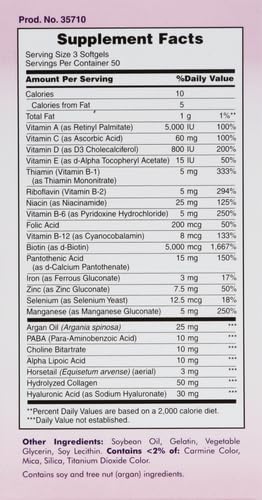 Nature's Bounty Advanced Hair, Skin & Nails, Argan-Infused Vitamin Supplement with Biotin and Hyaluronic Acid, 150 Rapid Release Softgels (Pack of 2) Unflavored 150 Count (Pack of 2)