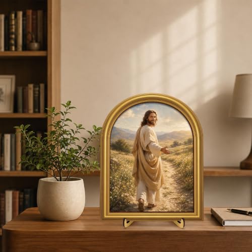 Christian Jesus Table Decor Golden Meadow Wall Art Sign 8x10 Rustic Jesus