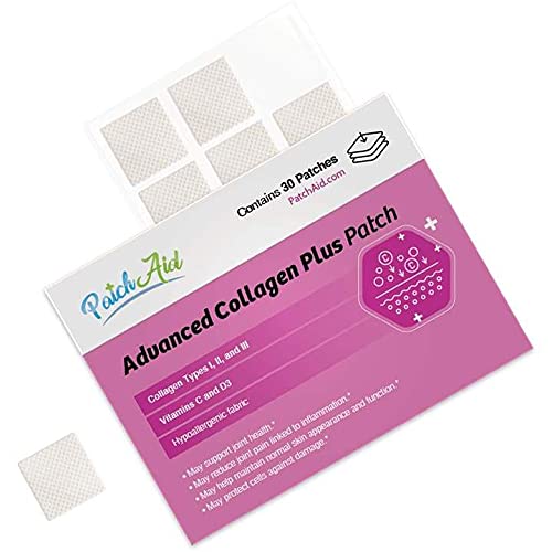 Patch Aid Advanced Collagen Plus - 30 Daily Topical Patches. 100% Natural & Vegan. Allergy & Filler Free. High Absorption and More bioavailable. Suitable for Sensitive stomachs & bariatric.