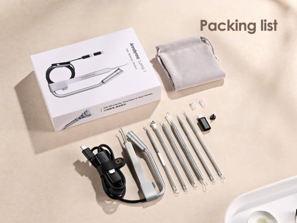 [Australia] - Visual Blackhead Remover Tweezers with Camera - 20x Magnification Pimple Popper Tweezers, with 2* Curved Comedone Extractor, Professional Pimple Acne Blemish Removal Tools Kit (6 Pcs Kit) 