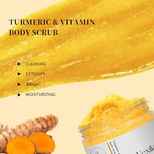 Turmeric & Vitamin C Body Scrubs For Women - All Natural Turmeric Scrub - Moisturizing, and Exfoliating, Body, Face, Foot, Hand Scrub, Nourishes Skin, Deep Cleansing (8.8 Ounce Pack of 1) 8.8 Ounce (Pack of 1)