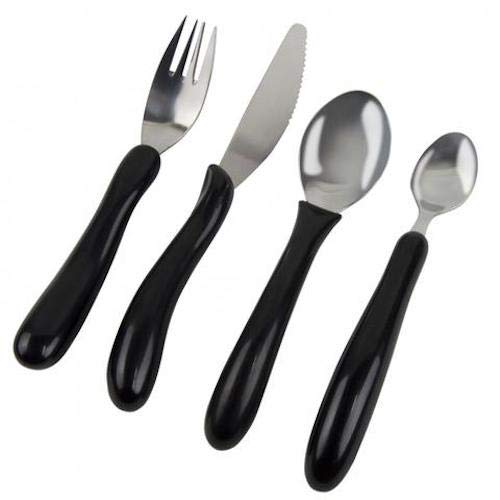 HOMECRAFT Caring Cutlery, For Weak Grip, Arthritis Aids, Knife/Fork/Spoon/Teaspoon, Easy Grip Eating Utensils for Elderly or Disabled, White Handle
