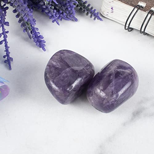 2 Pcs Amethyst Tumbled Stones Raw and Rocks Purple Crystals Bulk 20-25mm 2 Pcs