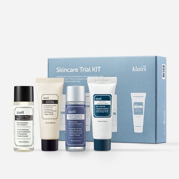 [Australia] - [DearKlairs] Skincare Trial Kits, 4 minis, cleansing oil, cleanser, toner, cream, Travel must haves, Gifts for Women, Stocking Stuffers for adults 