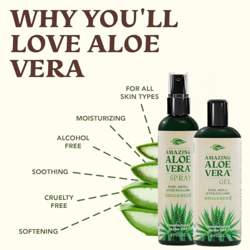 Green Leaf Naturals Aloe Vera Gel, After Sun Care for Face, Skin & Hair, Cold Pressed, Smooth Gel, Made in USA, Fast-Absorbing, Non-Sticky Formula with Vitamin C, 12 oz 12 Ounce (Pack of 1)