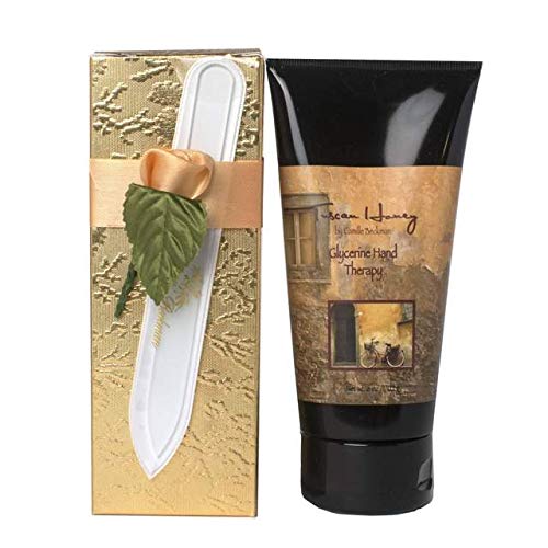 [Australia] - Camille Beckman Romantic Manicure Gift Set, Tuscan Honey, Glycerine Hand Therapy 6 oz, Premium Crystal Nail File 