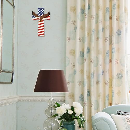 American Flag Bald Eagle Patriotic Wall Cross - Spiritual Faith Wall Decor