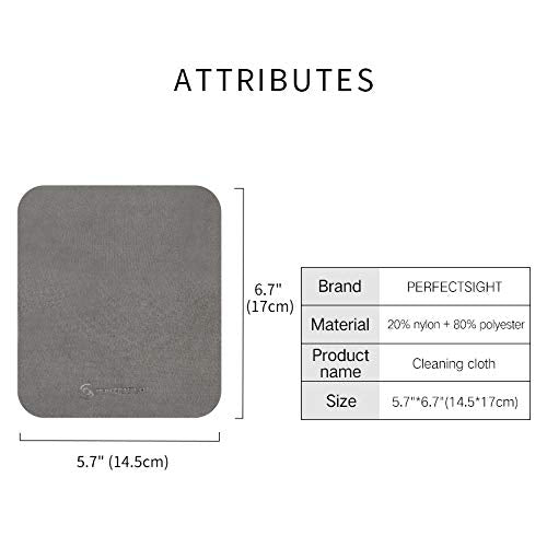 [Australia] - PERFECTSIGHT Microfiber Cleaning Cloth | Eyeglass Lens Cleaner [6 Pack, 5.7x6.7 Inch] Glasses, Phone, Camera, Computer Screen Cleaning | Safe for All Coated Lenses 6 Pack Grey 