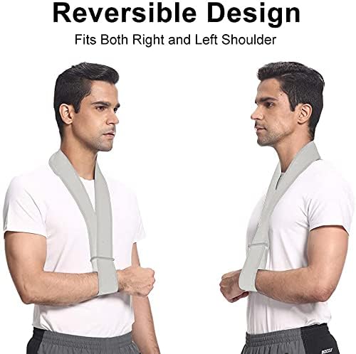 supregear Arm Sling, Lightweight Neck Support Collar Immobilizer Simple Arm Sling Breathable Shoulder Support for Men Women (Grey, Standard) Grey
