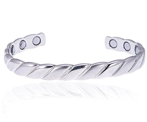 [Australia] - Original Copper Magnetic Cuff Bracelet for Men & Women ‚Äì Silver Braided Style ‚Äì Adjustable - Ultra Strength 